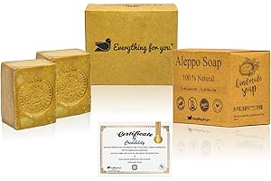 Everything For You Jabón original Aleppo 2x200g 50% aceite de oliva 50% aceite de laurel jabón para el cabello de ducha
