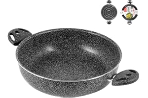 Home Stone Sauteuse Antiadhérente avec 2 Poignées, Pierre, Anthracite, 28 cm