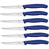 Victorinox Swiss Classic, set di 6 coltelli da bistecca con lama seghettata da 11 cm, in acciaio inox, blu