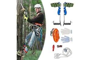 ACROSSPART Baumklettern Ausrüstung Set, Höhen Verstellbar Tree Climbing Spike, Baum Kletterausrüstung mit Sicherheitsgur Fußriemen und Knöchelriemen, Tragfähigkeit 100kg