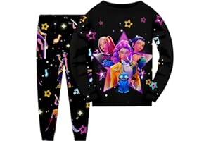 Generisch Huntrix Pyjama Schlafanzug für Mädchen, Kpop Anime 2-Teilig mit Oberteil und Hose, Hausanzug Cosplay Kostüm für Kinder Weihnachten Pyjama-Set Loungewear