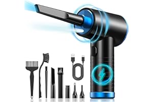 Keimi Compressed Air Cleaner for PC, 3 Speeds Max 91000RPM Electric Air Duster with Led Light, Rechargeable Cordless Air Blower for Keyboard Laptop Car and Home Use