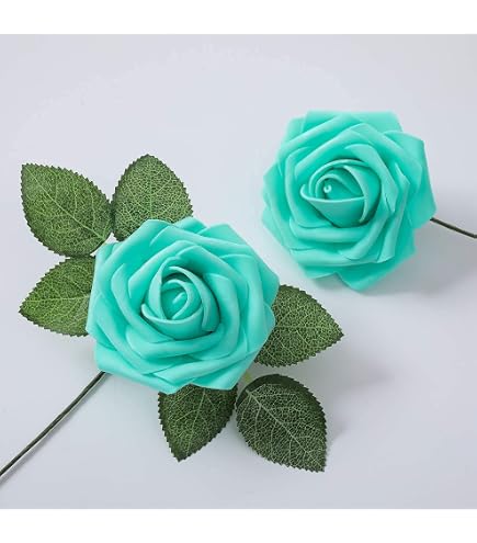 30 Rose Artificiali Glitterate Azzurre Con Stelo – Fiori Finti In Seta Per Matrimoni E Decorazioni, Sfumato Celeste