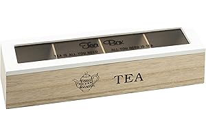 Morgan Scatola Porta Tisane in Legno, Porta Bustine The e Infusi da 4 Tea Box, Scatola Porta The