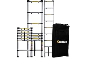 ‎CRAFTFULL 𝐂𝐑𝐀𝐅𝐓𝐅𝐔𝐋𝐋 Aluminium Teleskopleiter CF-101A | 𝟑 𝐉𝐀𝐇𝐑𝐄 𝐆𝐀𝐑𝐀𝐍𝐓𝐈𝐄 - Trittleiter - Leiter ausziehbar - Stehleiter - Ausziehleiter - Alu Anlegeleiter (2 Meter)