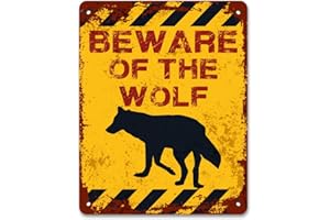 Print Crafted - Beware Of The Wolf | Vintage Metal Garden Warning Sign | Siberian Husky Dog Sign