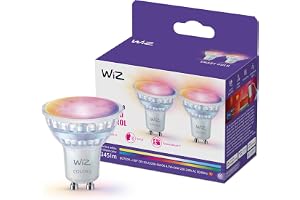 WiZ Color Smart LED Glass GU10 spotlight, full färg och reglerbart vitt ljus, motsvarar 50 W, 2200 K–6500 K, 345 lumen, dimbar, fungerar med Alexa, Google Assistant och Apple Home, 2-pack