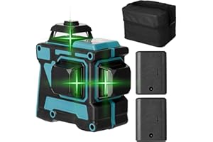 Livella laser, KKnoon 3X360 Livella laser verde autolivellante 12 linee con batteria ricaricabile 2 * 4800 mAh