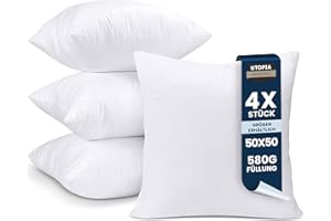 Utopia Bedding 4er Set Kissenfüllung 50 x 50 cm, Innenkissen Füllkissen Kopfkissen Sofakissen (Weiß)