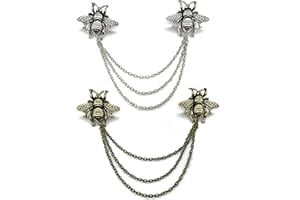 DHER Pullover-Clips Clips Broschen Kleidung Pullover Strickjacke Clip 2pcs Vintage Bienen-Kragennadelkette,Modisches KleidungszubehöR,Hemdkragen Dekorative Kragenkette Mode-Vintage-Bienenstil-Brosche