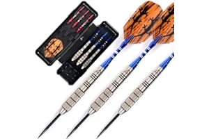 CUESOUL 90% Tungsten Steel Dart 22/24/26/28/30 Grams Darts Set Center Weighted Enhanced Control, Knurled Surface Supergrip, Aluminum Shafts Case