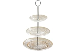 BOLTZE Etażerka relief 3 szt. wys. 35 cm szkło przezroczyste