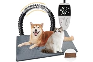 YFFU Tappetino Riscaldante Per Gatti Cani 70X45 cm, Impermeabile Tappetino Riscaldanto Gatto Cane Con Termostato Timer e Temperatura Regolabile Cuscinetto Riscaldante Per Animali Domestici,Due Coperture