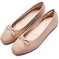 AFEETSING Women's Round Toe Ballet Flats Comfortable Bow Dressy Flats Shoes for Women, A-navy Blue, 9