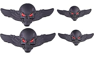 SGW 4 Stück Schädel Emblem Größe Totenkopf Emblem Totenkopf Metall Auto Aufkleber Totenkopf Auto Aufkleber Pirat Auto 3D Logo Metall Abzeichen Aufkleber Auto Styling Zubehör (schwarz)