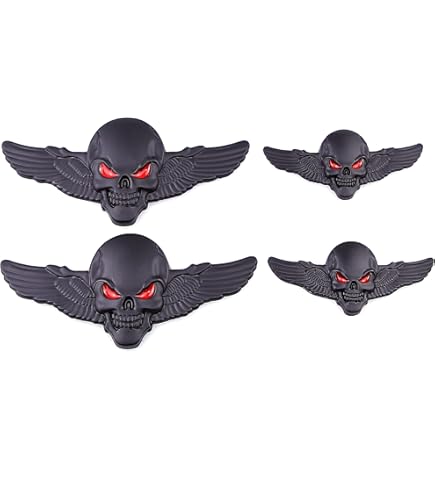 2 Stück 3D Schädel Auto Embleme | Metall Abzeichen Für Auto & Motorrad