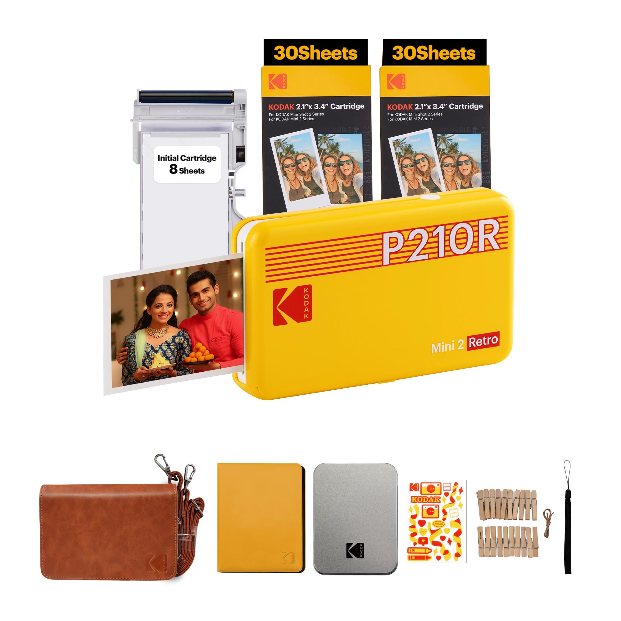 KODAK Mini 2 Retro Photo Printer Review with 68 Sheets Gift Bundle Yellow