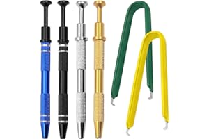 6 pcs 4-Claw Pick Up Tool and Extractor Tool, CNYMANY Stainless Steel Piercing Ball Grabber Jeweler Pearl Grabber Insulated IC Chip Puller Tiny Object Electronic Component Diamond Gems Tweezer