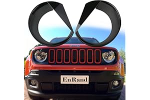 EnRand Front Light Bezel Headlight Cover Trim for Jeep Renegade 2015 2016 2017 2018,Angry Birds Eye Style,Durable UV treated ABS,Upgrade Clip In Version