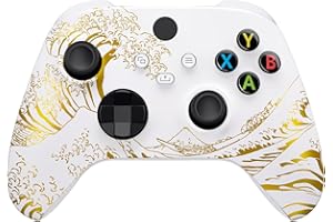 eXtremeRate Custom Shell for Xbox Series X & S Controller - Revitalize Your Controller - The Great Golden Wave Off Kanagawa - White Front Housing Cover for Xbox Core Controller [Controller Excluded]