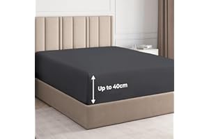 ‎CGK UNLIMITED Spannbettlaken für Kingsize-Bett, luxuriöses Spannbettlaken mit tiefen Taschen, passend für Matratzen bis zu 40 cm, 150 x 200 x 40 cm, weich und knitterfrei, extra tiefe Taschen, nur Spannbetttuch