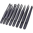 8Pcs Plastic Anti-Static Precision Tweezers Set - Multi-Function for Electronics, Jewelry-Making, Laboratory Work & Repairing Hobbies