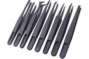 AMYXIYUAN 8Pcs Plastic Anti-Static Precision Tweezers Set - Multi-Function for Electronics, Jewelry-Making, Laboratory Work & Repairing Hobbies