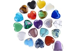 EURTES 20 Stück Kristalle Steine Set, Bunte Herz Edelsteine für Frau Mann Kinder, Rosenquarz Amethyst Herz Liebe Steine Set, Palm Daumen Edelsteine für Meditation Chakra Reiki Energieausgleich