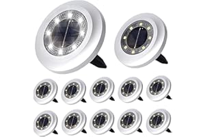 Puncools Solar Lights Outdoor Garden,12 Pack Waterproof Solar Ground Lights for Lawn Pathway Yard Landscape Walkway(Bright White)