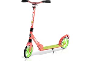 Hurtle Trottinette 2 Roues Réglable – Scooter Pliable Portable avec Guidon T-Bar, Plateau Antidérapant, pour Enfants Adolescents Adultes, Sangle de Transport Incluse