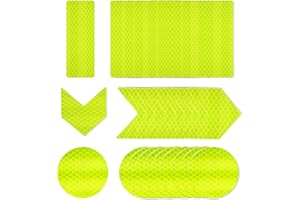ERBO 30 Stück Warnung Reflektorband Selbstklebend, Reflektierende Aufkleber Nachtsichtbarkeit Warnklebeband, Reflektoren Aufkleber für Fahrrad, Motorrad, Helme, Kinderroller (Gelb,3 x 8 CM)