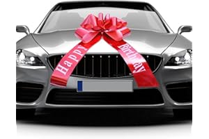 DAKLUNAR Kokarda do samochodu, 58 cm, ogromna, duża, czerwona kokarda do samochodu, na urodziny, duża wstążka prezentowa, duża kokardka na prezent, duża kokarda do samochodu, na 18 urodziny