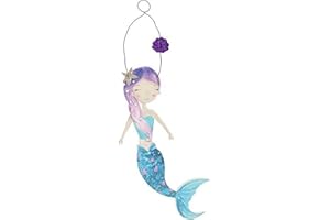 JONES HOME & GIFT BUNTER WANDANHÄNGER ODER TÜRHÄNGER MIT MEERJUNGFRAUENMOTIV AUS HOLZ FÜR DAS MÄDCHEN-SCHLAFZIMMER