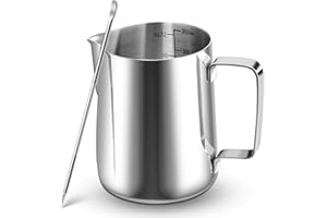 Kolamom Bricco Latte Acciaio Inox 350ml, Bricco Latte con Segno Di Misurazione, Pentolino Latte per Espresso, Montalatte, Latte Art, Amanti Del Caffè Accessori