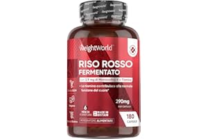 WEIGHTWORLD Riso Rosso Fermentato Vegano, 2,9mg Monacolina K per dose, 1 Capsula al Giorno per 6 Mesi, Vitamina B1 come Tiamina, Coenzima Q10 come Ubiquinone, Integratore Riso Rosso Red Yeast Rice Senza Glutine