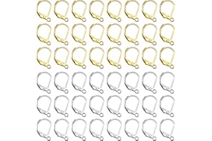 TOAOB THE ONE AND ONLY BABY TOAOB 80 Pezzi Ganci per Orecchini a Leva in Acciaio inossidabile Argento e Oro Chiusura a Monachella per Orecchini per Creazione di Gioielli Bigiotteria