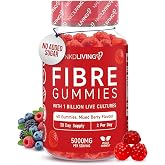NKD Living High Fibre Inulin Gummies (60 Vegan Gummies) 5g of Fibre per Serving - with 1 Billion Live Cultures - Gut Health a