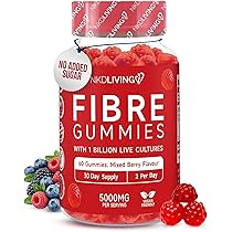 NKD Living High Fibre Inulin Gummies (60 Vegan Gummies) 5g Of Fibre Per Serving - With 1 Billion Live Cultures - Gut Health And Digestive System Support