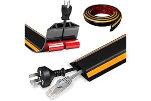 MEYUXG Floor Cord Covers Channel, Floor Cable Cover Protector, 5cm x1m Heavy Duty Wire Cover, Protect Cables and Prevent Trip Hazards, Suitable for All Power Cords, Home, Warehouse, School (Black+Yellow)