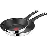 Tefal Jamie Oliver Everyday E3212S55 Set of 2 Stainless Steel Non-Stick Induction 20/26 cm Frying Pans, Even Heat Distributio
