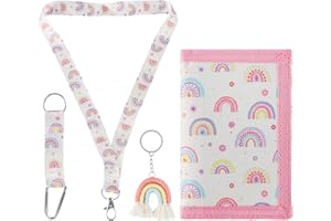 GmeDhc Portamonete per bambini, portafogli con portachiavi e cordino, per ragazze e bambine, Arcobaleno B, 12.5*8cm, Moderno