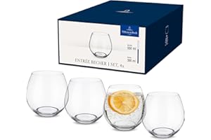 Villeroy & Boch - Entree Bicchiere Da Acqua Set di 4 Trasparente, Lavabile in Lavastoviglie, Bicchieri Drink, Bicchiere di Succo, Set Bicchier, Cristallo
