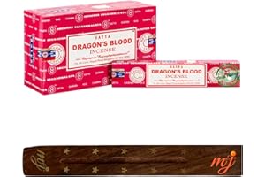 M & J Original Satya Nag Champa Dragon's Blood Incense Sticks | with M&J incense sticks holder | Full Box | for Aromatherapy, Spa, Yoga, Weddings, Meditation, Healing, Positivity and Relaxation