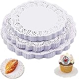 FDDU Carta Rotondi in Pizzo Bianco, 300 Pezzi Carta di Pizzo, Carta Pizzo Bianco Rotondo, Centrini di Carta Merletto, Bianco 