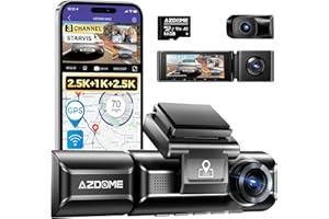 AZDOME Dashcam Camara Coche 2.5K+1080P+2.5K con WiFi GPS Dashcam Grabadora Ultra HD Dash CAM de Gran Ángulo con G-Sensor, Modo de Estacionamiento, Detección de Movimiento, Tarjeta SD(M550)