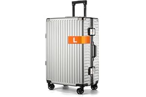It'Go Aluminium Rahmen Koffer L Groß Hartschalenkoffer Gepäck mit 4 Rollen Handgepäck Reisekoffer Leicht & Robust, Trolley Koffer für Reisen, Silber