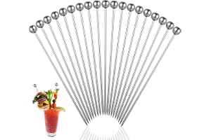 Tyqour 20 st cocktailpinnar i rostfritt stål silver martinipinnar 11 cm återanvändbara cocktailpinnar metall fruktpinnar cock