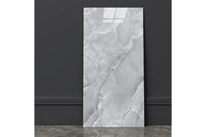 Grace Baltic Lot de 6 panneaux muraux autocollants, élastiques, 1,08 m², en PVC, aspect marbre, décoration murale, épaisseur 2 mm, gris marbre