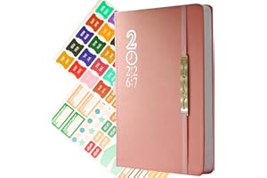 YOUZHIZHE 2026 Diary - 18 Month Diary 2026-2027 a5 Week to View From Jan 2026 to Jun 2027 with Monthly Tabs, 100GSM Paper (Pink （2026.1-2027.6）)