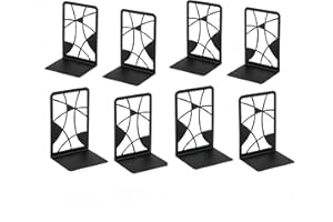 Deefongo 8 Serre-Livre en Métal pour Livres,Serre Livre,Ecole et Maison, Séparateurs de Livres, CD, Porte-Dossier pour Bureaux(Noir)